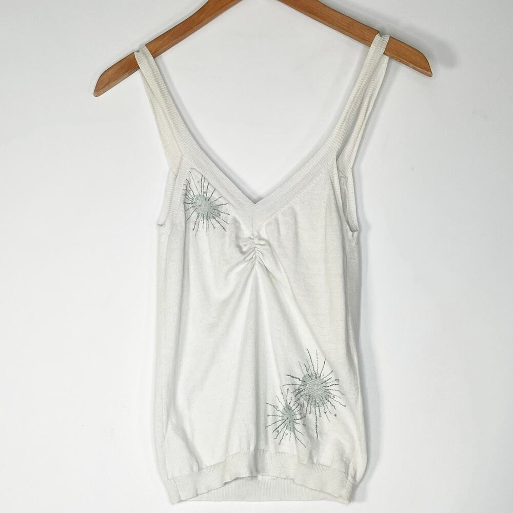 Rebecca Taylor Embellished Mint Green Sweater Cami Tank Top Womens S
